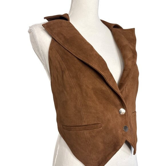 Retrofete Josephine Suede Vest in Cinnamon Large New Womens Sleeveless Top - Picture 6 of 16